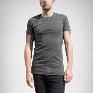 Topman Charcoal Gray Crewneck T-Shirt Distressed Faded Grunge XS